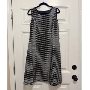 Vintage DUE per DUE Veste 100% Silk Sleeveless Dress Size 12 Black and White Dot